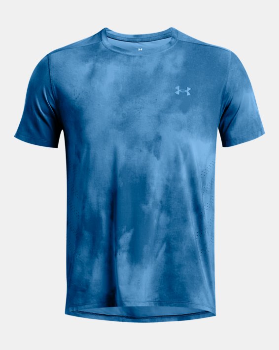 เสื้อแขนสั้น UA Launch Elite Wash สำหรับผู้ชาย in Blue image number 3
